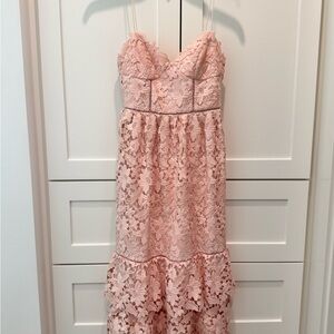 Club Monaco Light Pink Floral Eyelet Lace Midi length Dress | Size 0